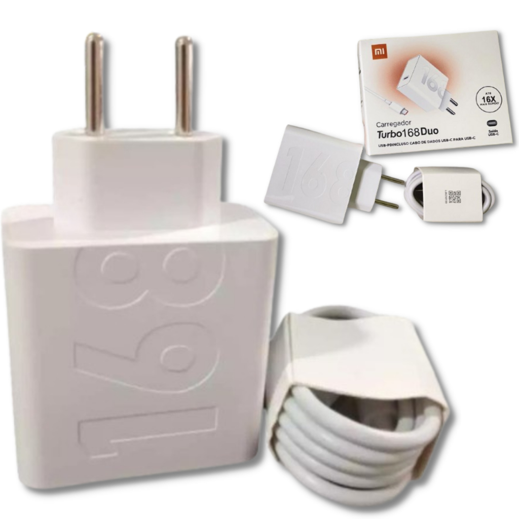 Kit Carregador Turbo 168W Tipo c + Cabo 1 Metro Duas Pontas Tipo C Máxima Qualidade