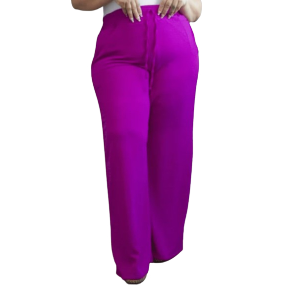 Calça Pantalona Plus Size Feminina Elástico Na Cintura Com Bolso Cintura Alta Tecido Duna