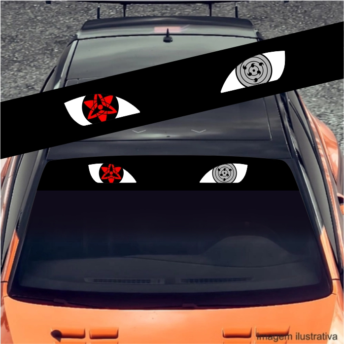 Adesivo Parabrisa Carro Naruto Olho Sasuke Uchiha Rinnegan (Fundo Preto)
