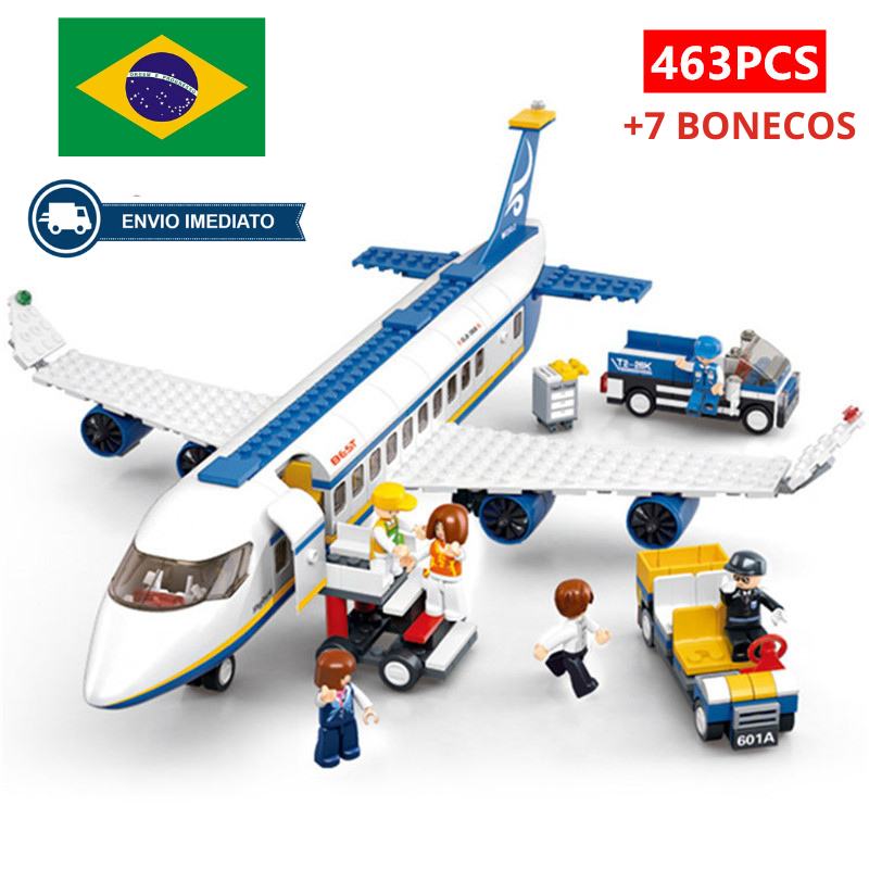 Avião Blocos De Montar Similar Lego Brinquedo Grande Crianças Meninos Presente