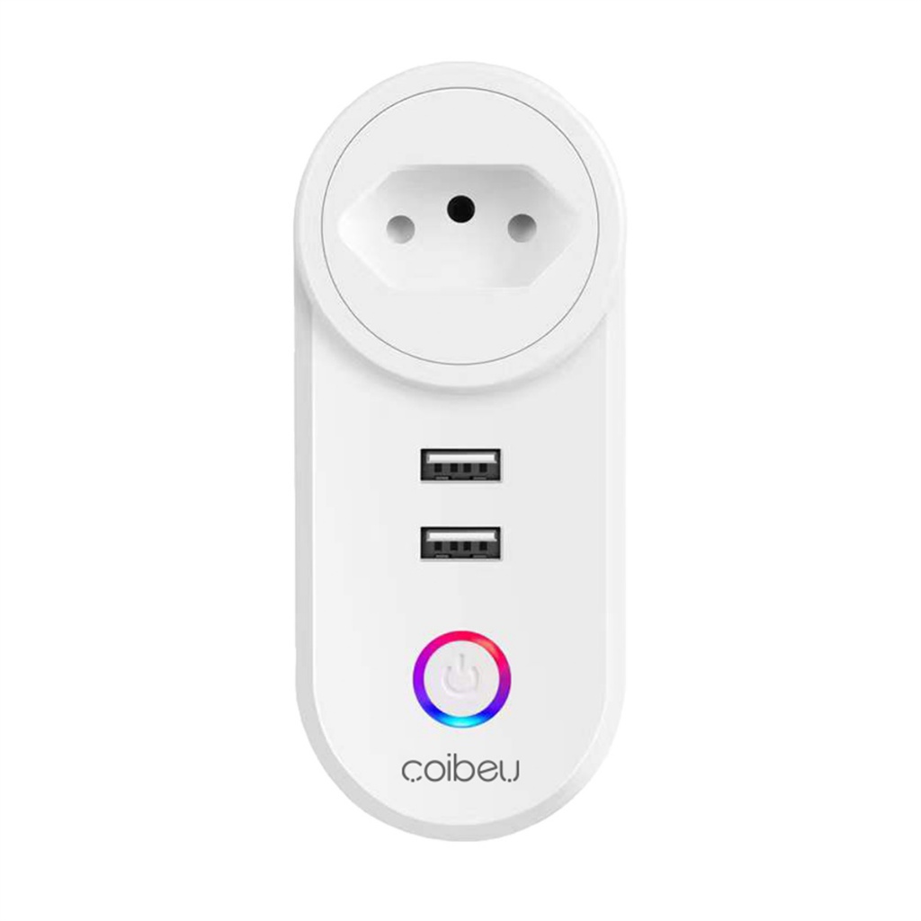 COIBEU Tomada Wifi Inteligente Smart 16A Dois USB APP Automação Residencial