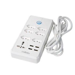 COIBEU Extensão Elétrica 2m/5m 10A Com 6 tomadas de energia 1 tomadas universal 4 USB Bivolt Power 110v/220v em Oferta na Shopee