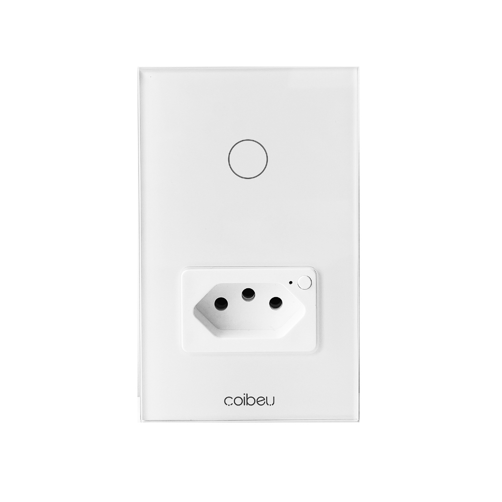 Interruptor Inteligente COIBEU WiFi com Painel de Vidro - 1 Interruptor e 1 Tomada, Compatível com Tuya, Alexa e Google em Oferta na Shopee