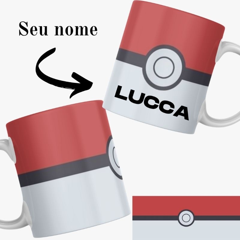 Caneca Personalizada Cerâmica Estampada Pokemon Personalizada com seu nome  Presente Lembrança Promoção Xícara