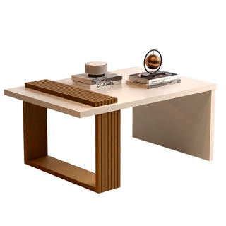 Mesa de Centro Retangular para Sala com Pés Ripados Apoio Lateral Decoração Moderna em Oferta na Shopee