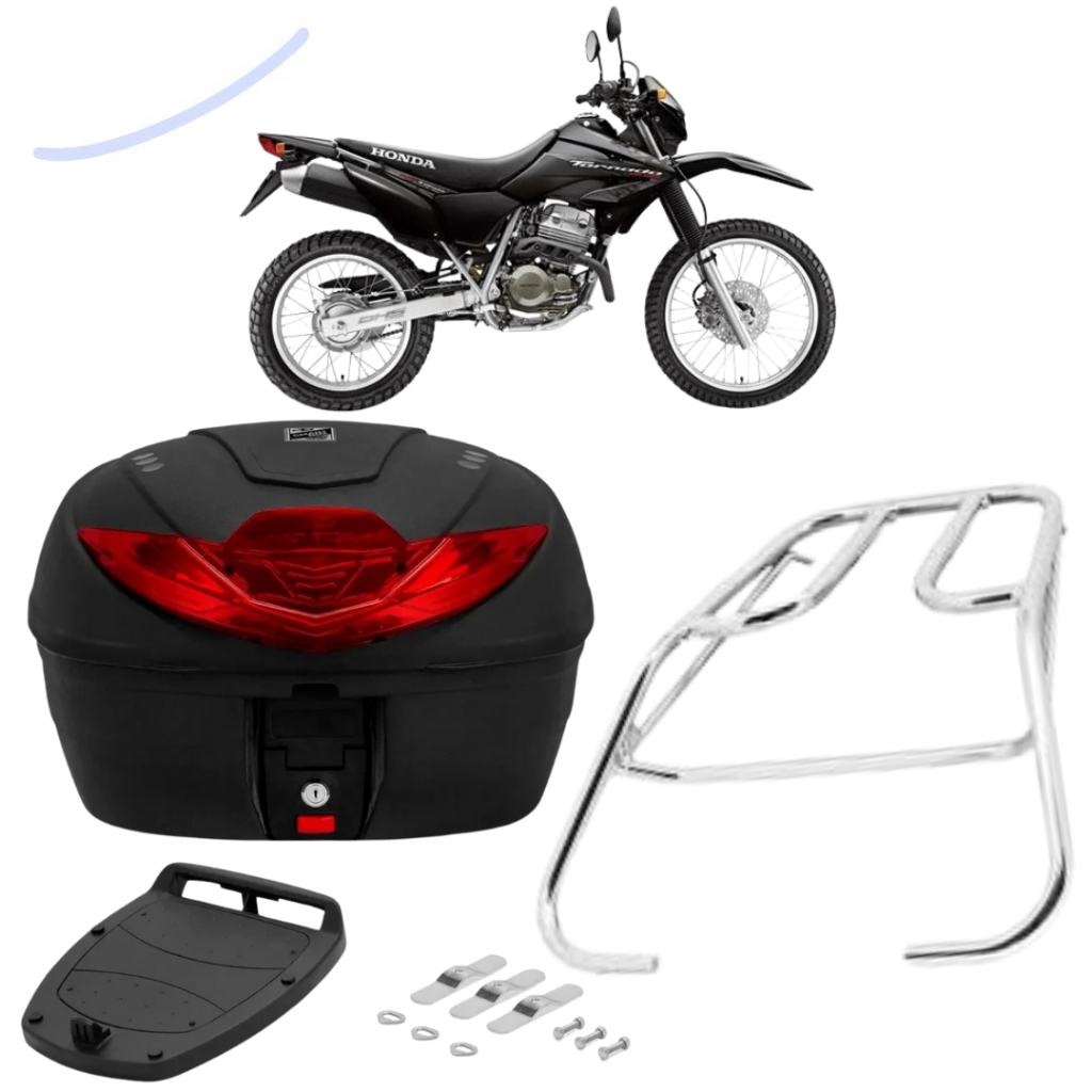 Bauleto Bau 35 Litros Com Bagageiro Sansão Churrasqueira Moto Tornado