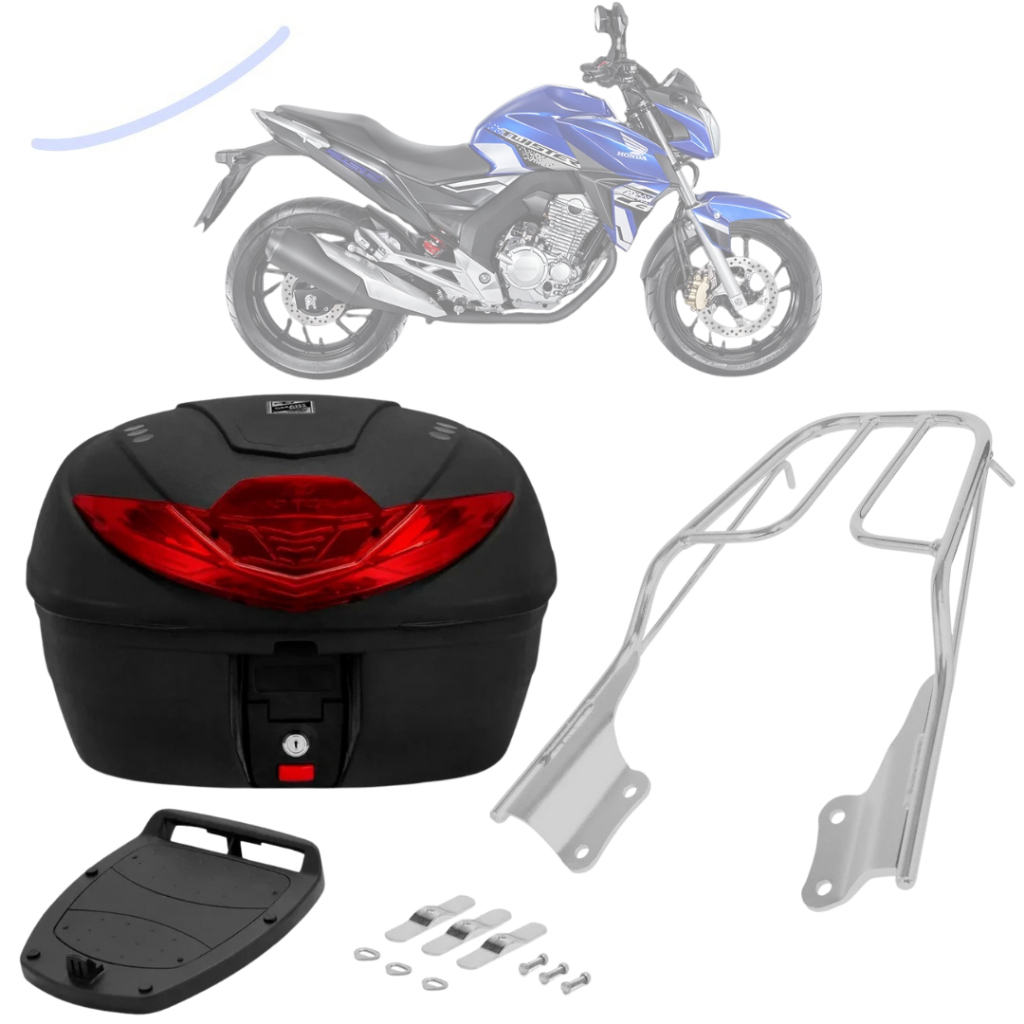 Bauleto Bau 35 Litros Com Bagageiro Sansão Churrasqueira Moto Twister 2015 a 2023