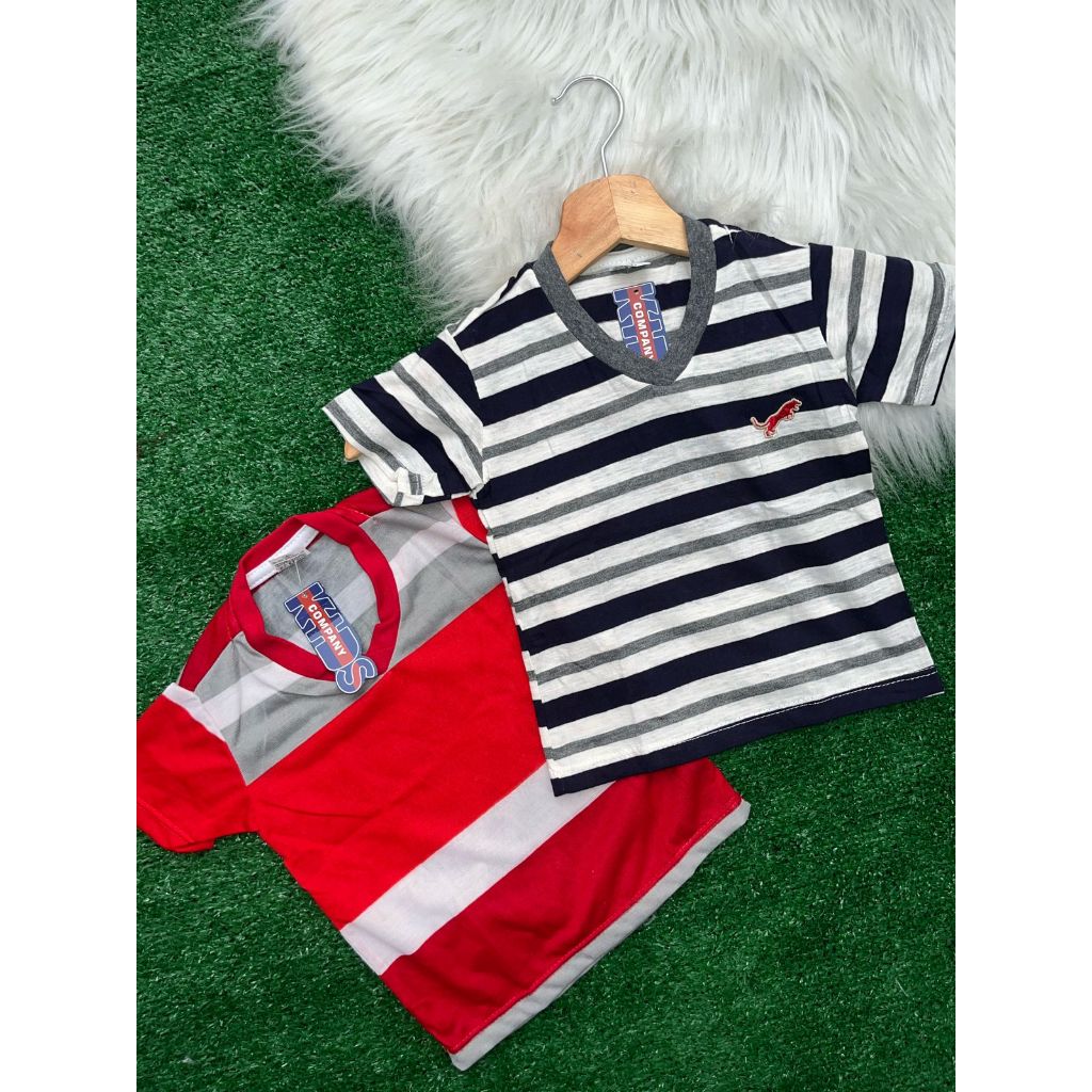 Kit 2 Sortidos Camisetas De Criança Infantil Recém Nascido Polo Menino Listrada Lisa Casual bebe homem