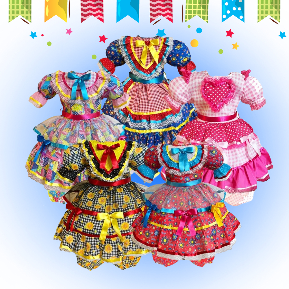 Vestido Junino Infantil Festa Junina Promoção Diversos Modelos E Tamanhos Festa Junina Caipira