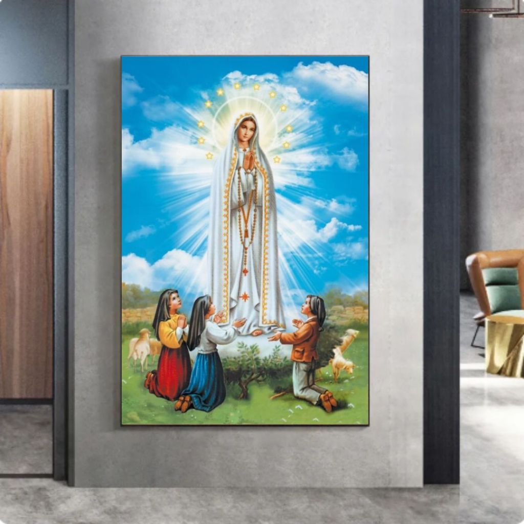 Quadro decorativo religioso Nossa Senhora de Fátima GRANDE para sua sala e quarto