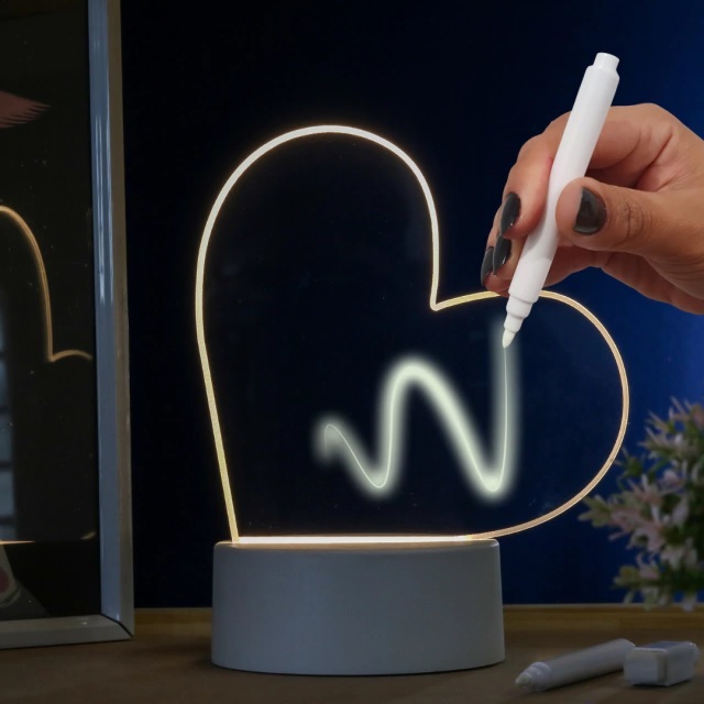 Luminaria De Escrever Abajur 5v Redondo De Coração Retangular 19x15cm Led Com Suporte Para...