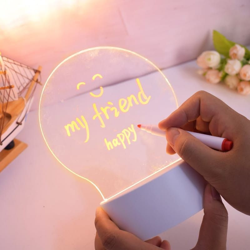 Luminaria De Escrever Abajur 5v Redondo De Coração Ou Retangular 19x15cm Led Com Suporte Iluminado