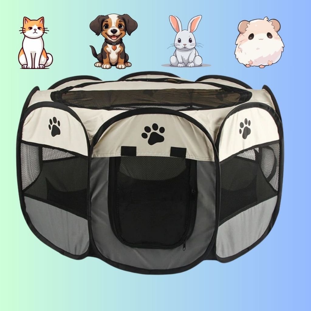 Cercado Casinha Chiqueirinho Dobravel Portatil para Caes  Gatos Pets
