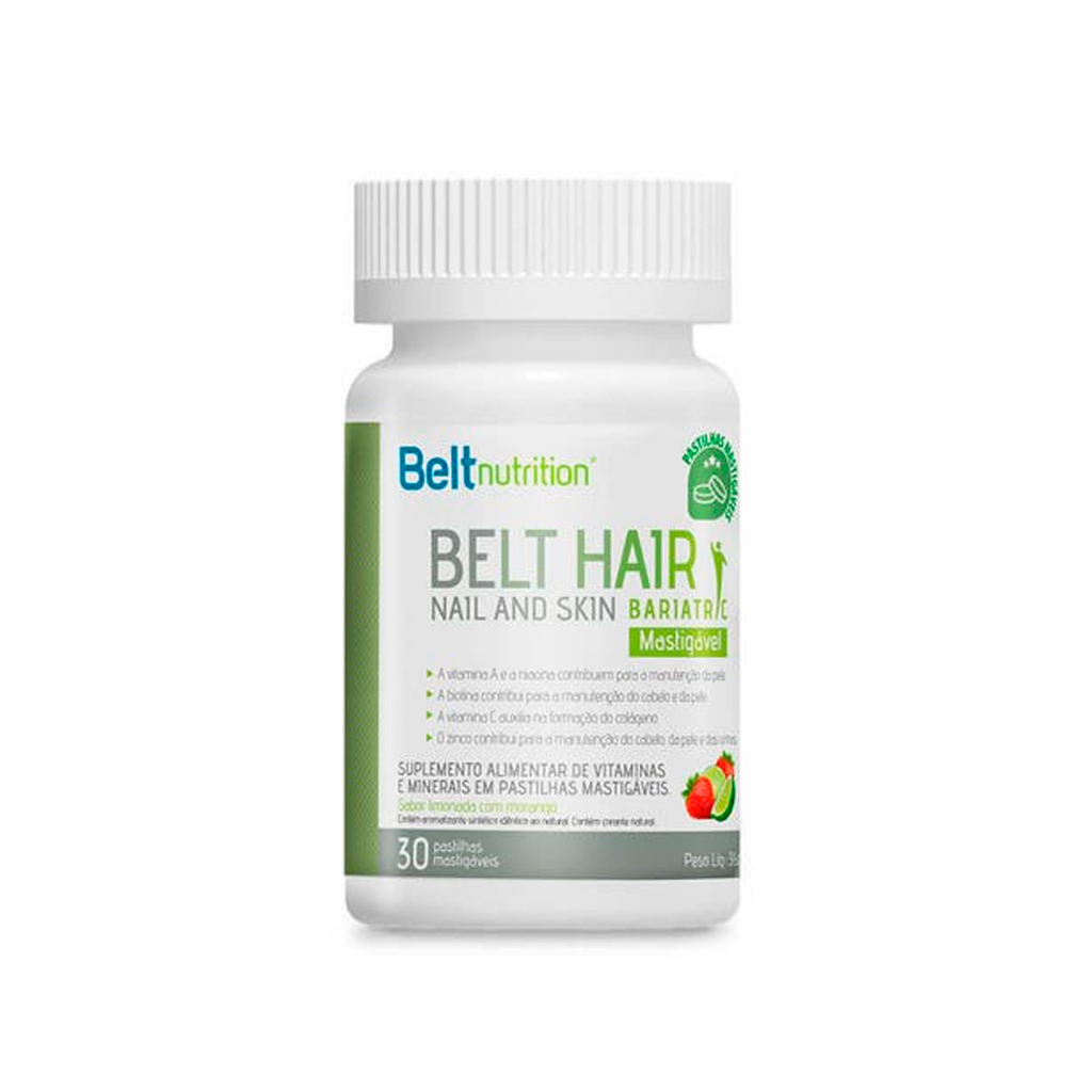 Belt Hair Nail And Skin  Bariatric Limonada Com Morangos 30 Pastilhas Mastigáveis - Belt Nutrition em Oferta na Shopee