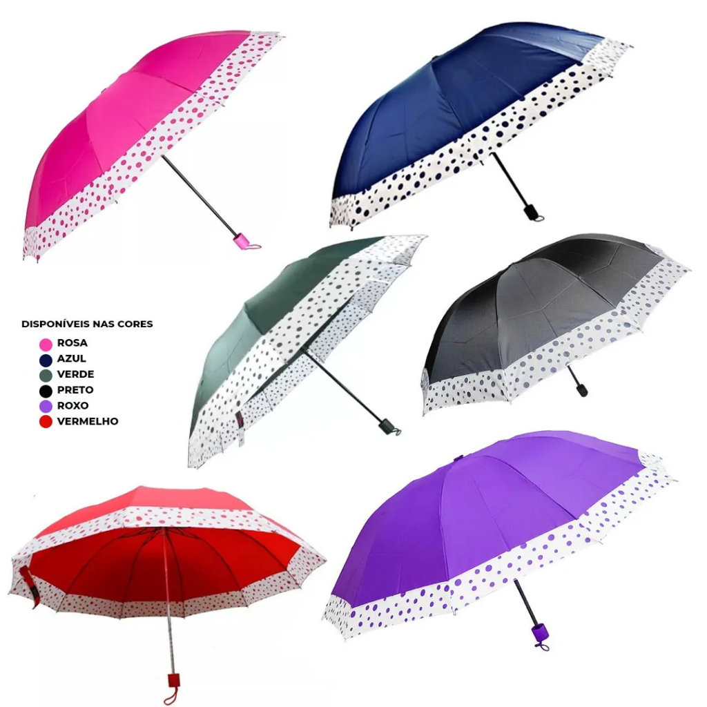 Guarda Chuva Sombrinha Grande Reforçado Manual Dobrável Contra Vento
