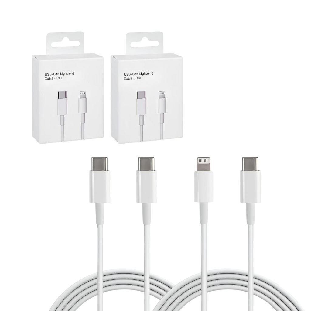 Kit 2 Cabo Carregador Turbo Celular Tipo C Lightning Fonte Transferência de Dados Carregador Celular Carregamento Turbo