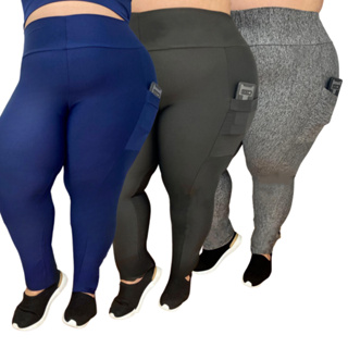 Kit 3 Leggings com Bolso Plus size 44 ao 54 Calça fitness academia treino Feminino Curves em Oferta na Shopee