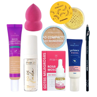Kit Maquiagem Pó Compacto Base Primer Esponja Iluminador em Oferta na Shopee