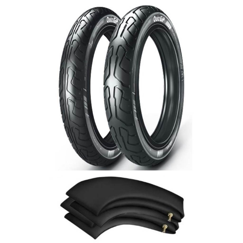 Par de Pneus E Câmaras Biz 125 e 100 Pop 100 e 110 80/100-14 E 60/100-17 Quiz Gp Ira Tires