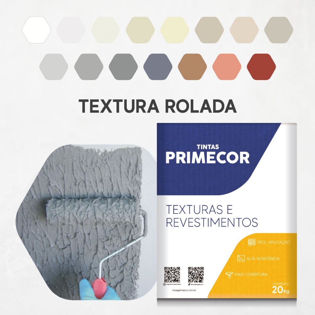 Textura Para Parede 20kg Rolada Primecor Uso Externo e Interno em Oferta na Shopee