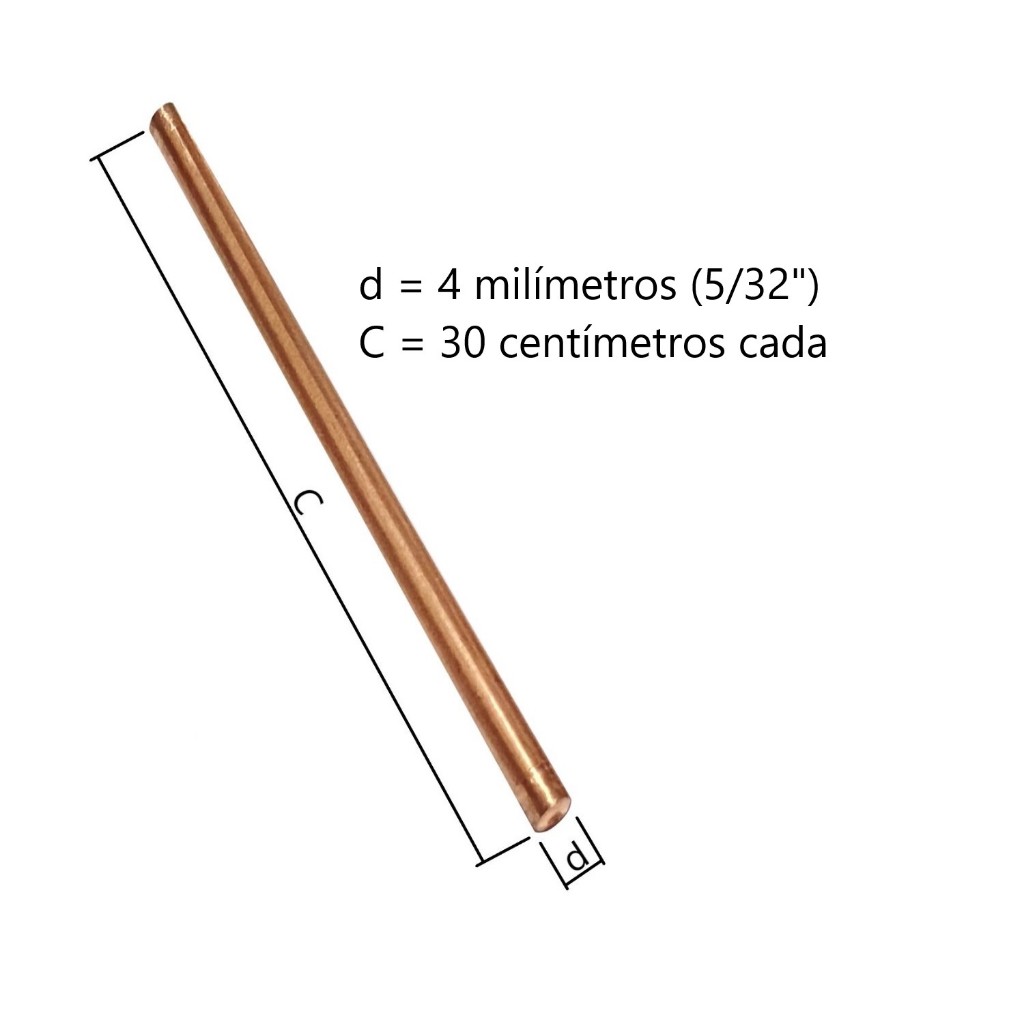 Vareta Cobre Puro 4mm x 30cm (5/32") Barra Redonda Arame Maciço (Não é Aço Cobreado) em Oferta na Shopee