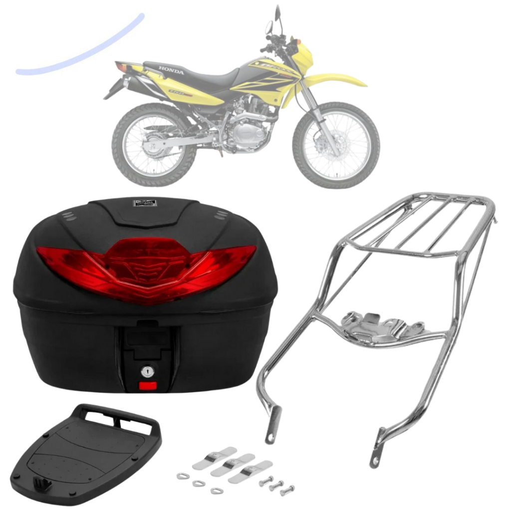 Bauleto Bau 35 Litros Com Bagageiro Sansão Churrasqueira Moto Broz 125 e 150 2003 a 2008 Pro Tork