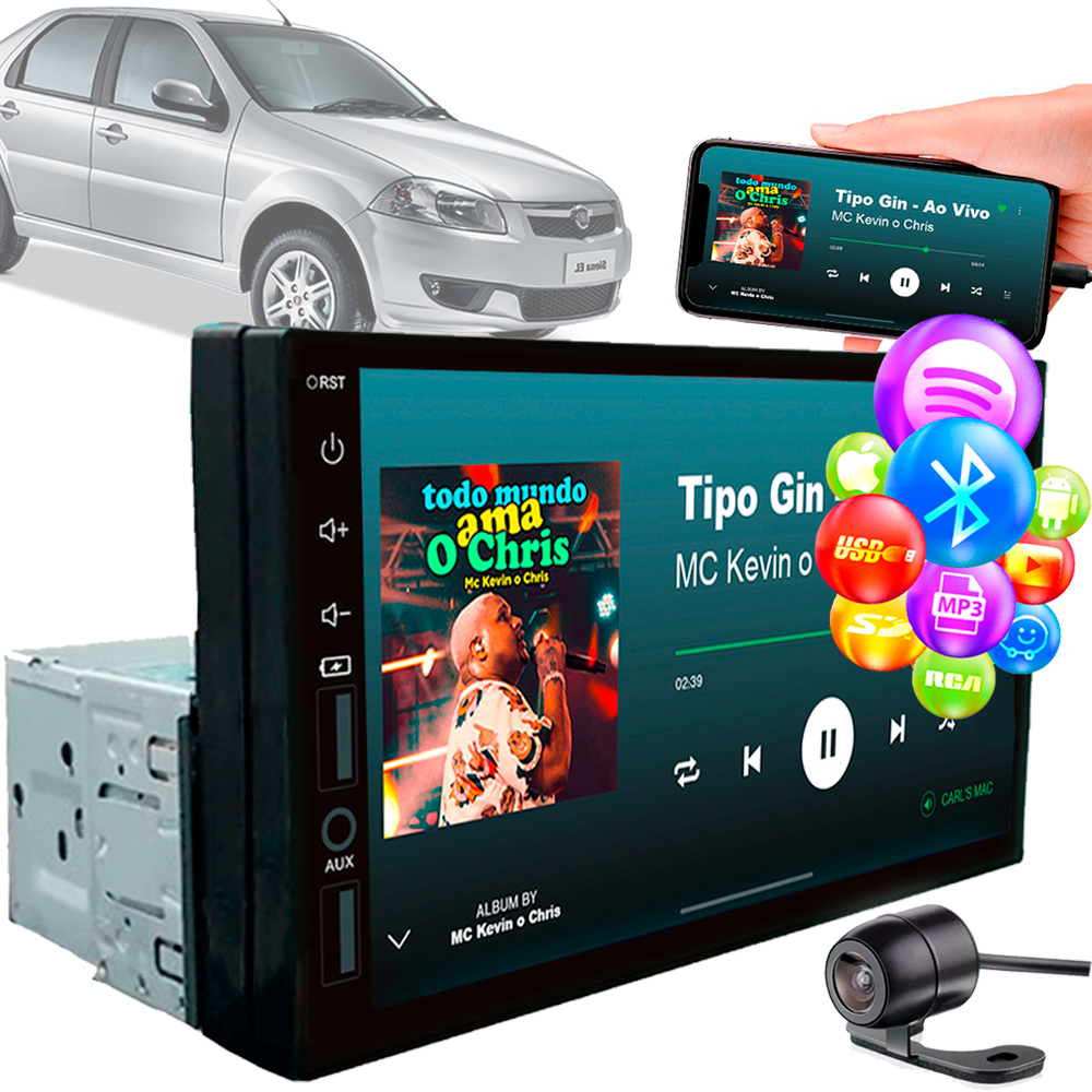 Central Multimídia Usb Mp5 Player 7 Pol 1 Din Fiat Siena em Oferta na Shopee