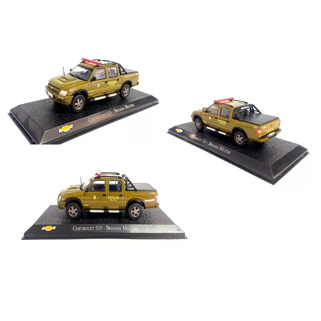 MINIATURA - ESCALA  - ESCALA 1:43 - COLEÇÃO CHEVROLET COLLECTION SPECIAL - S10 BRIGADA MILITAR