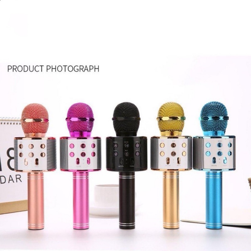 Microfone Ws 858 Karaokê Bluetooth Efeito Voz Modo Gravação  Função Selfie