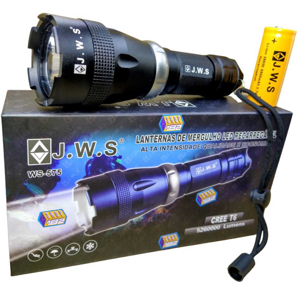 Lanterna De Mergulho Led T6 5260000 Lumens Jws Ws-575 50 Metros