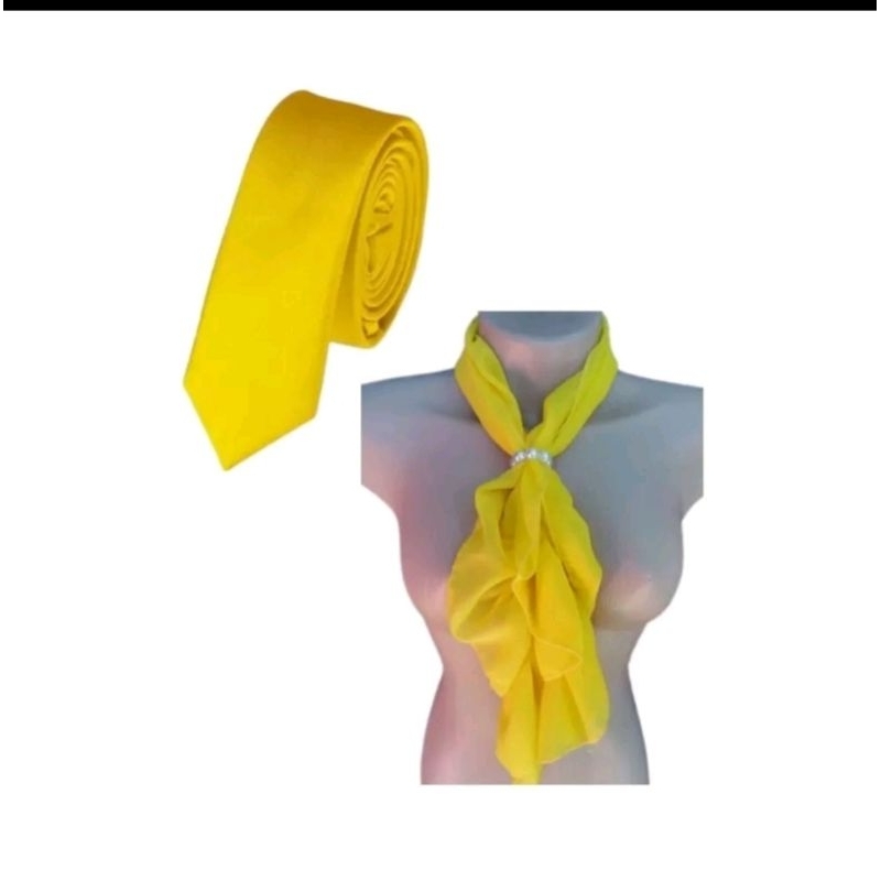 Kit 11 Echarpe gravata amarela Festividade Congresso Uniforme