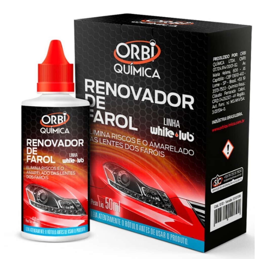 Revitalizador Liquido Limpa Farol Orbi 50 ml Tira Amarelado e Elimina Riscos Nas Lentes Dos Faróis por R$ 21,24