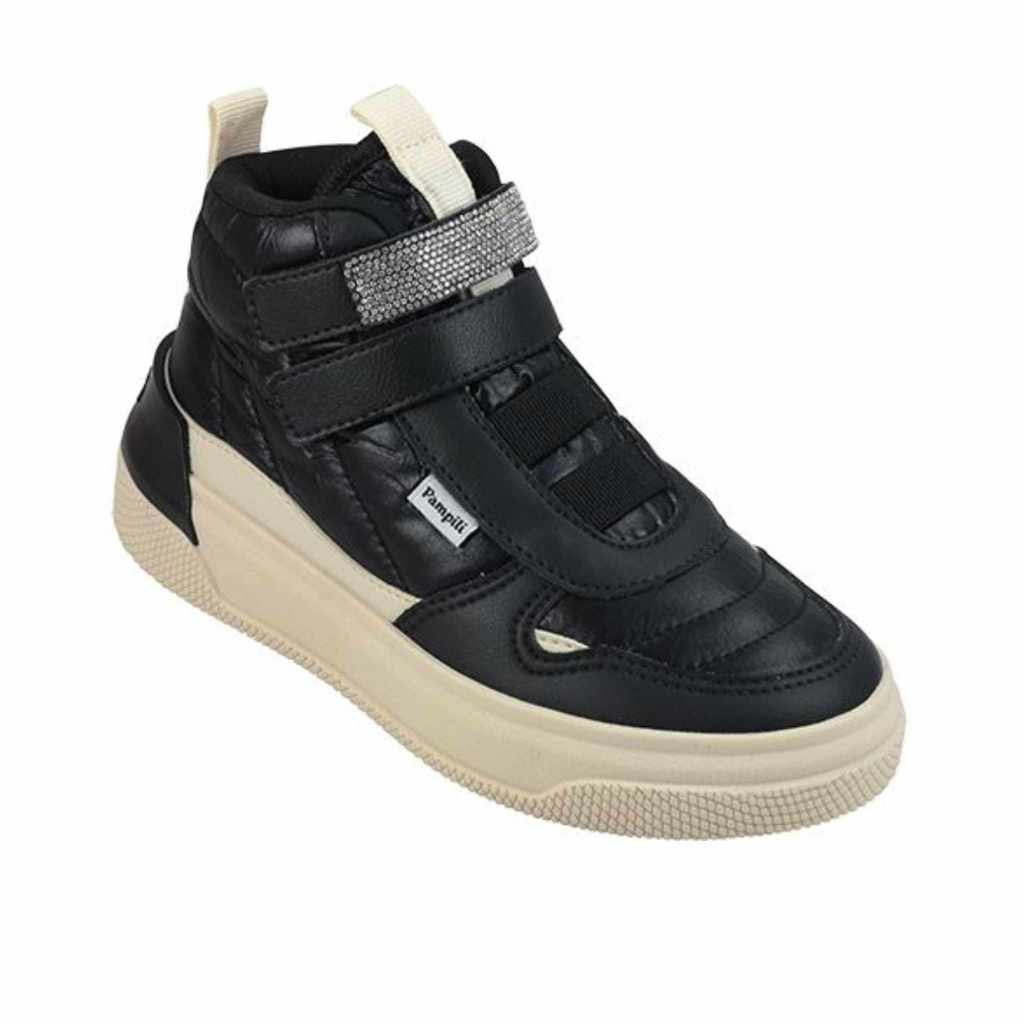 Tênis Cano Médio Pampili XP 24 Matelassê Comfy Strass-Preto