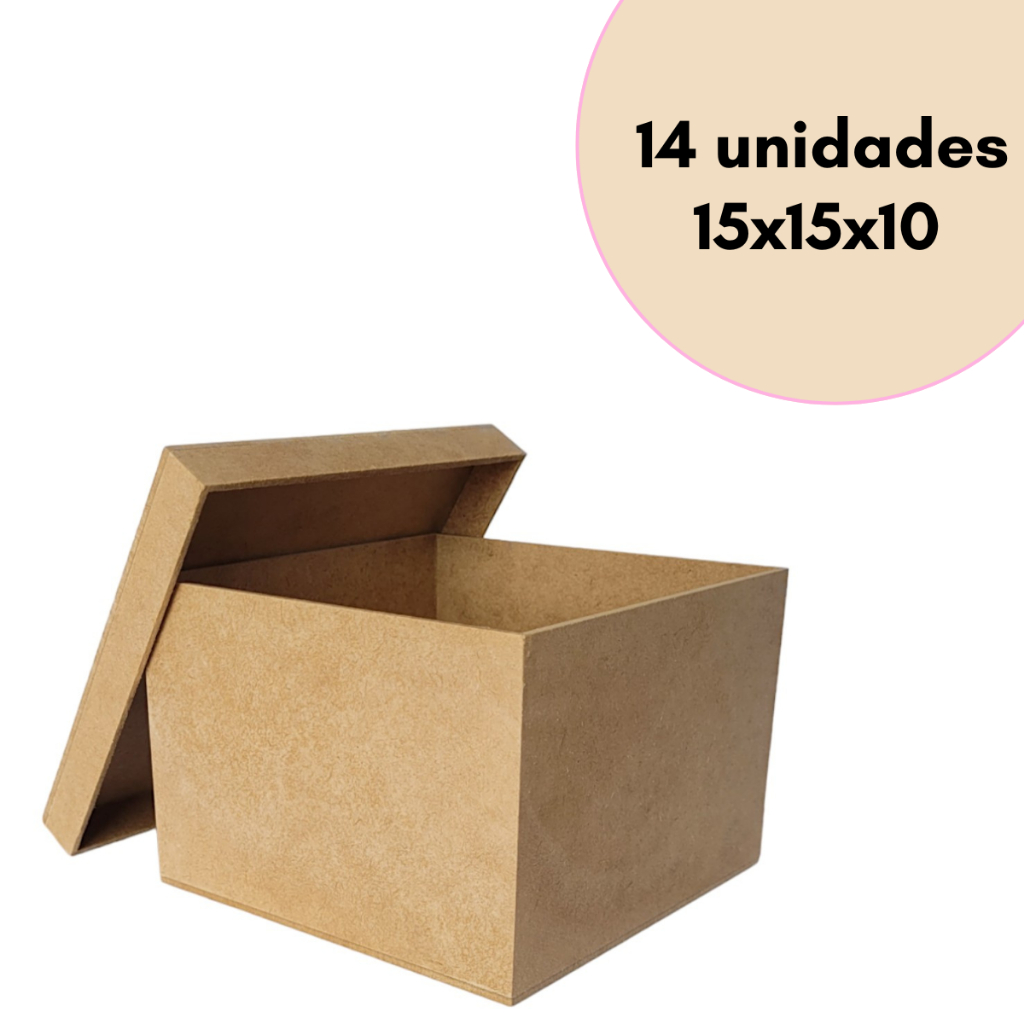 Caixa 15x15x10 com tampa em mdf cru - 14 unidades em Oferta na Shopee