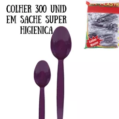COLHER 300 UNID EM SACHE SUPER HIGIENICA COR LILAS PARA SORVETES E ACAI