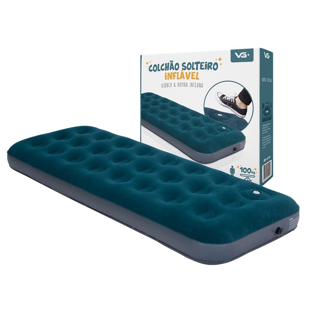 Colchão Inflável Cama Solteiro Airbed com Bomba Interna Vg Plus