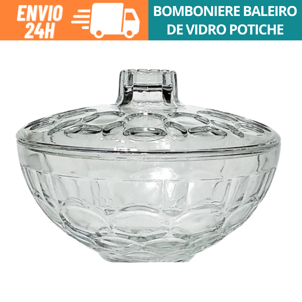 Bomboniere  De Vidro Potiche Baleiro 370 ml Com Tampa