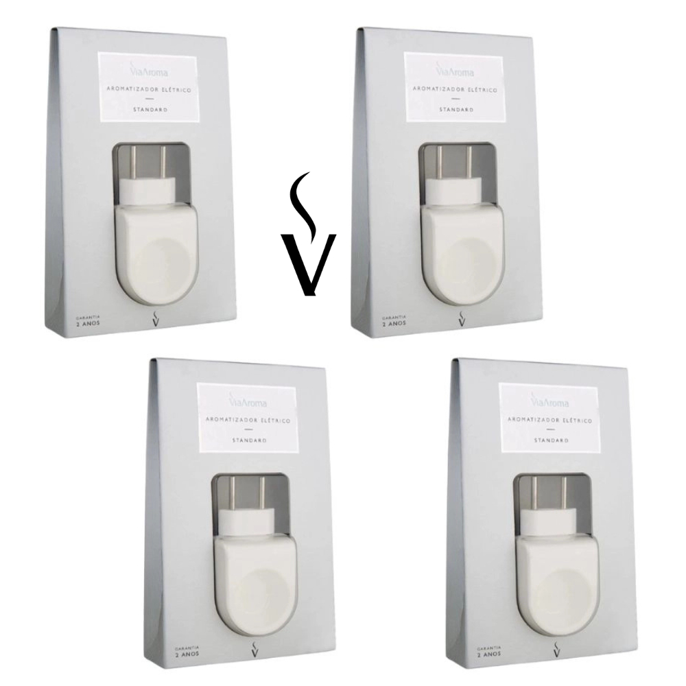 Kit 4 Aromatizadores Difusores Elétricos Standard (Plástico) Via Aroma - para essências e ...