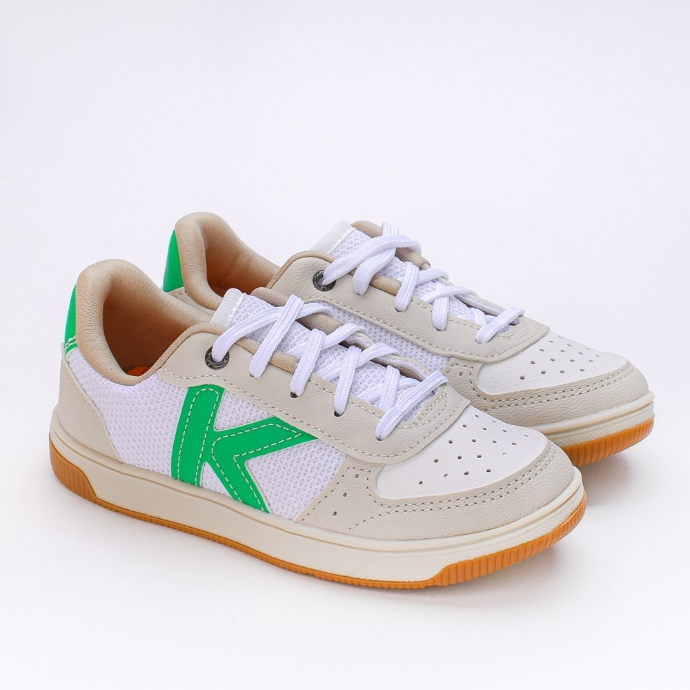 Tênis Infantil Menino Casual Kidy Firenze Bege Natural e Verde em Oferta na Shopee