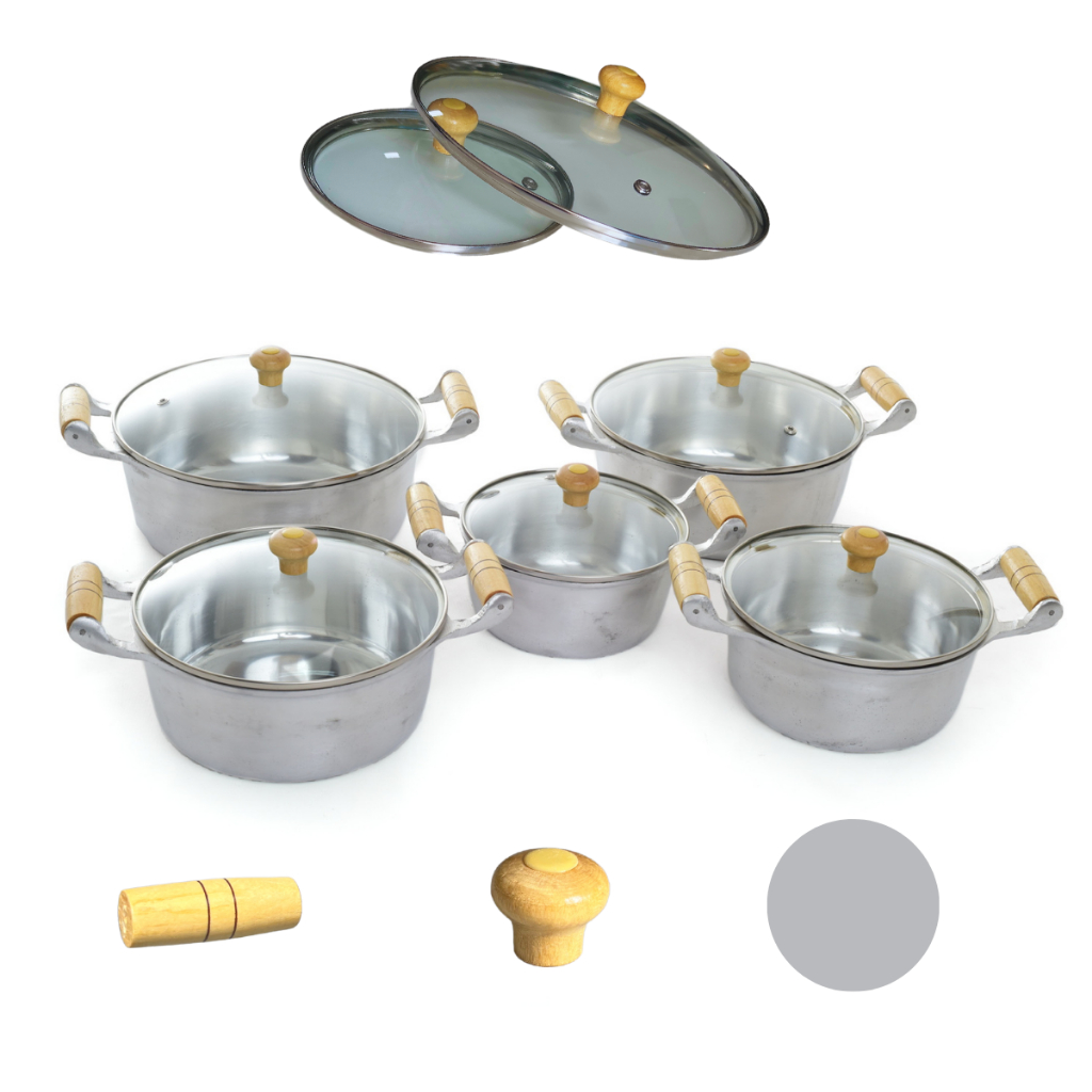 Imagem Jogo de Panela Tampa de Vidro Polido Premium Alumínio Fundido Batido Grosso