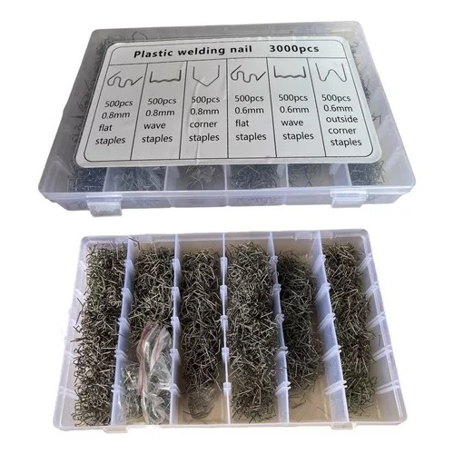 Kit 3000 Grampos Para Máquina De Solda Plásticos Farol Parachoque Suportes Funilaria Oficina