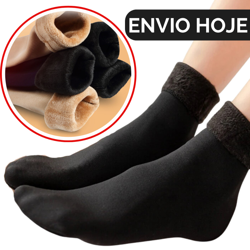 Kit Com 10,6,2 Pares Meia Térmica Super Quente Peluciada Flanelada Inverno Frio Forrada Grossa Neve