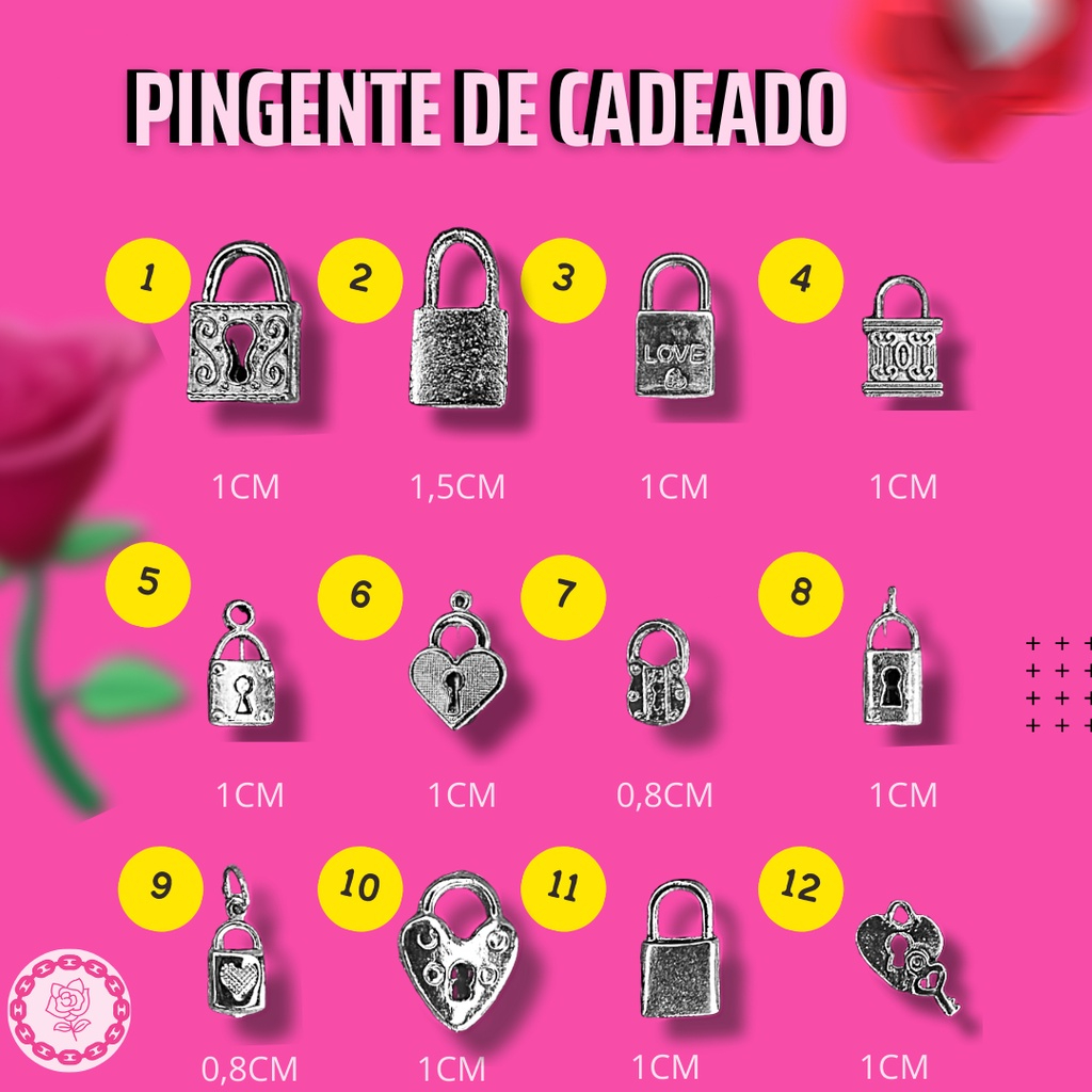 Modelos Pingente de cadeado / chave / cruz