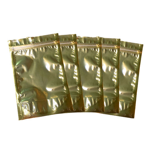 Saco Zip Lock Standup Metalizado Dourado Frente Transparente 50 und - TAM: 15X23