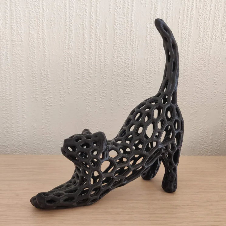 Escultura Decorativa Voronoi Gato Minimalista