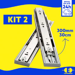 Kit 2 Corrediça Gaveta Trilho Telescópico 30cm 2 Pares 20kg
