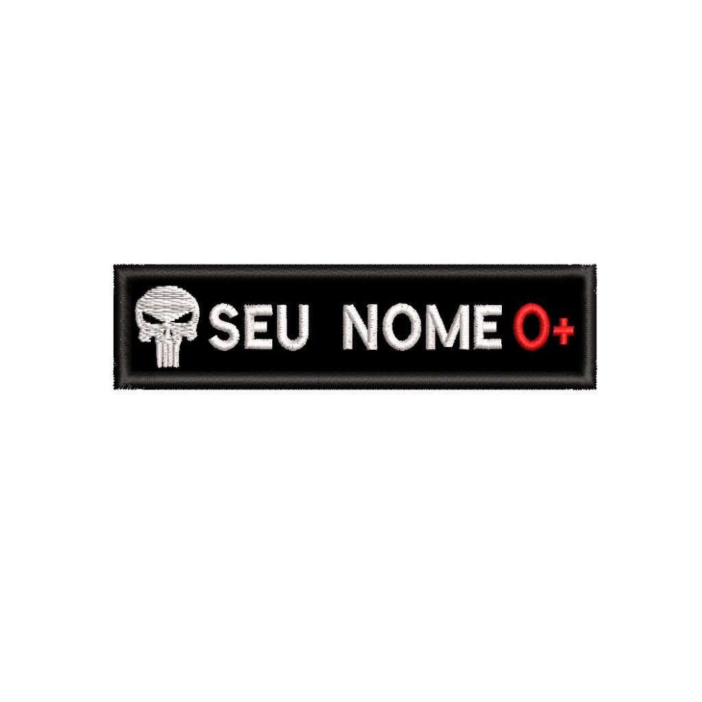 Patch Bordado - Tarja caveira justiceiro, personalizada