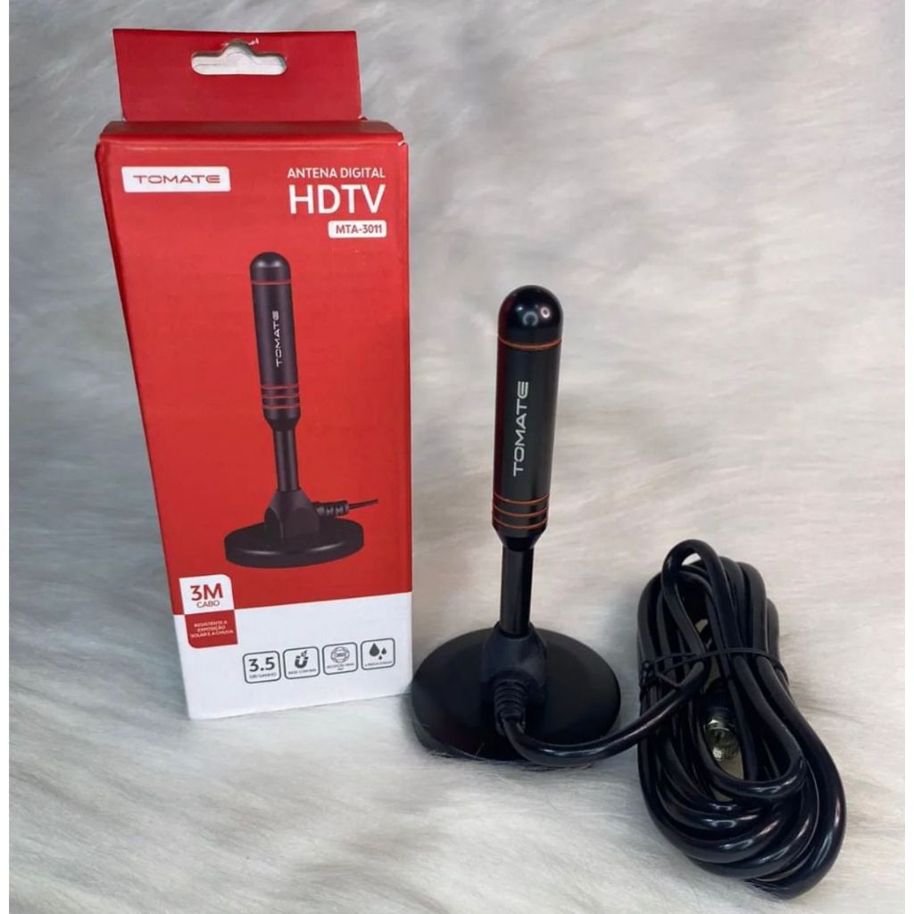 Antena Digital HDTV Para TV Interna/Externa Samsung LG de Cabo A Prova D'Água Chuva 4.0 dbi. TOMATE