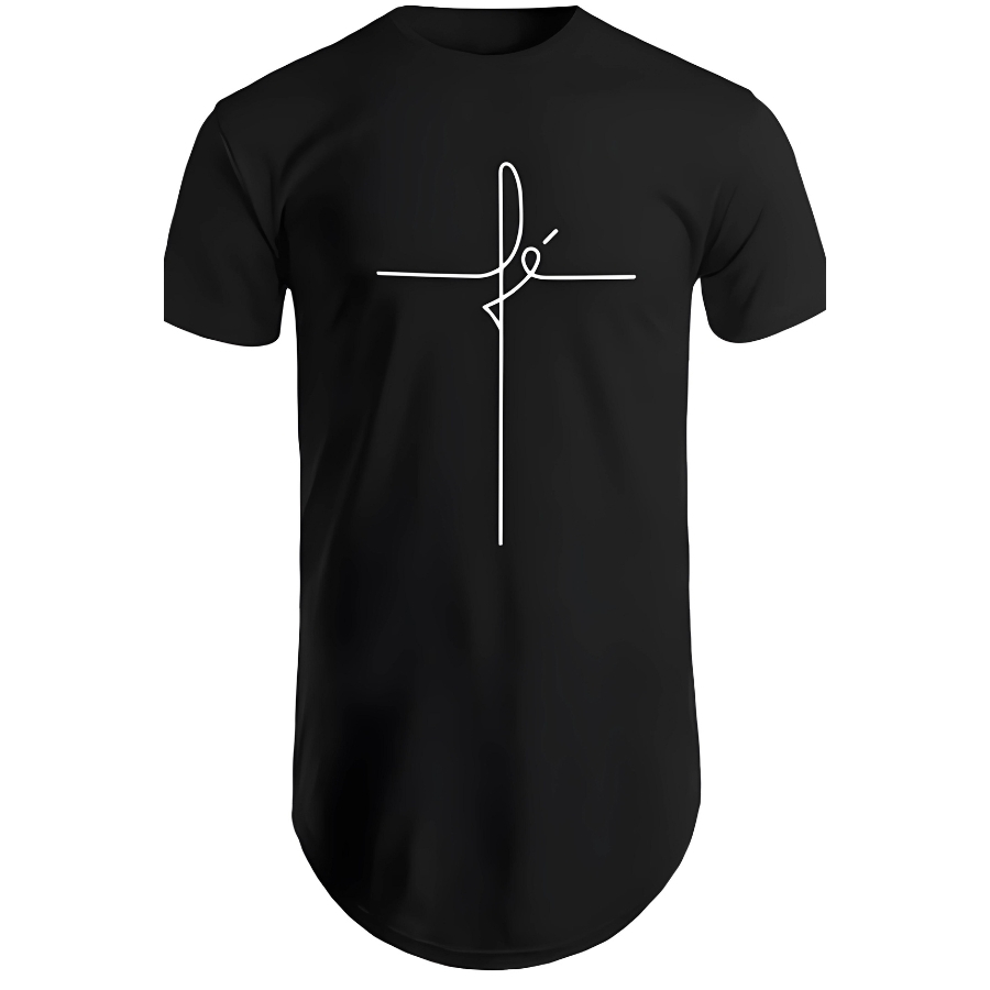 Camisetas Camisa Masculinas Oversized Estampada Fé Evangélica Gospel Fé Cristão Preto Religiosa Academia
