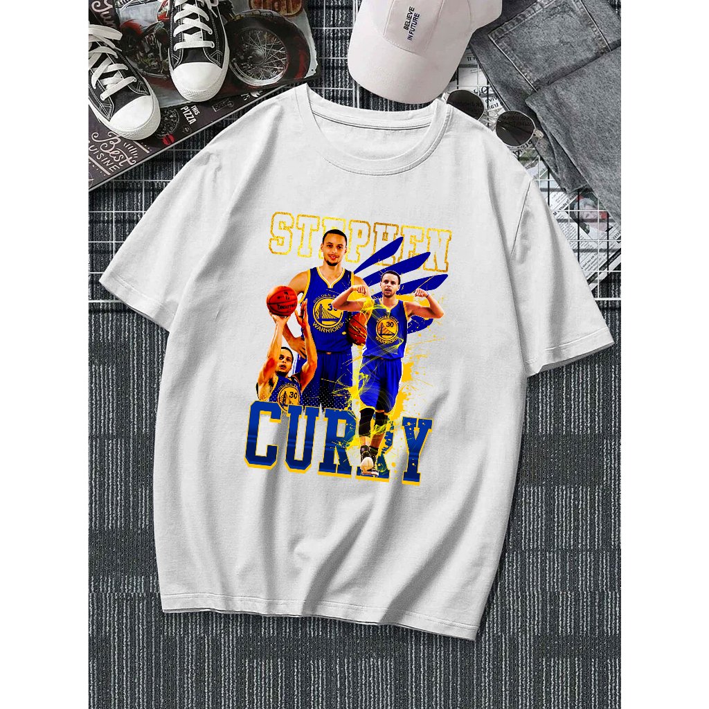 Camiseta Estampada algodão Curry Basquete Unissex.